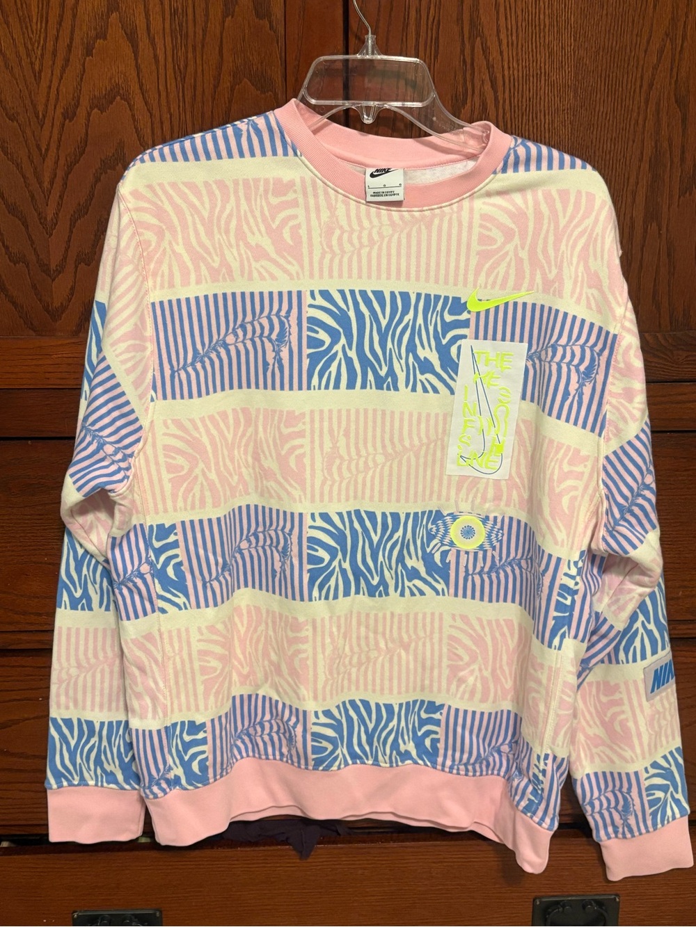 Nike Pink, Blue & White Patterned Kids Sweatshirt